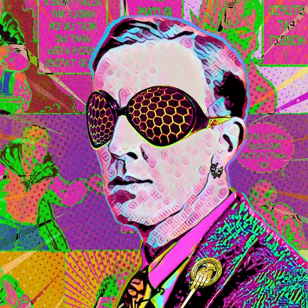 Tolkien 10: Round honeycomb-patterned glasses and a patterned jacket