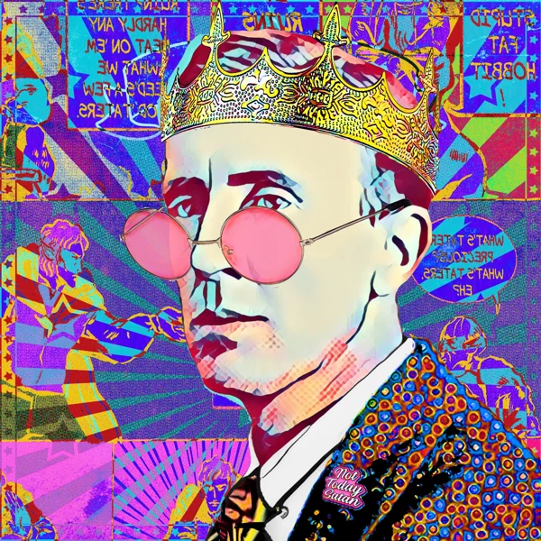 Tolkien 17: An ornate gold crown and pink round glasses