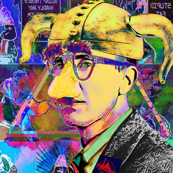 Tolkien 48: A horned gold helmet and novelty glasses with a large false nose