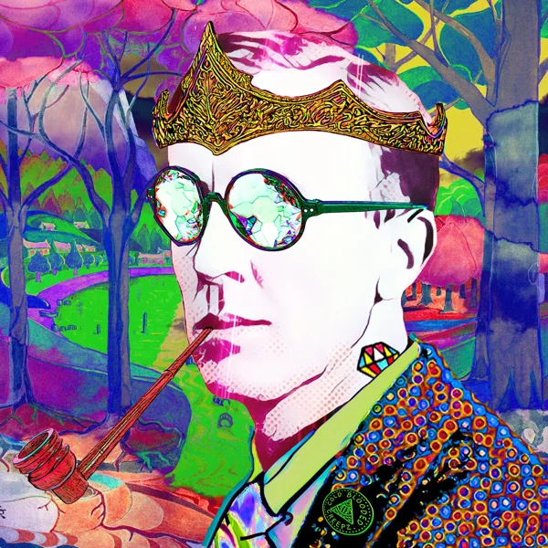 Tolkien 77: A tricorn hat, reflective round glasses, and a pipe