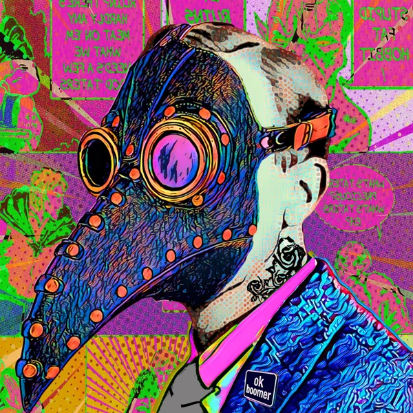Tolkien 87: A dark patterned plague doctor mask with round lenses