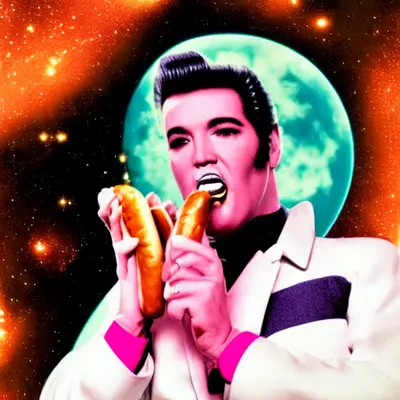 Pink Elvis, surreal pop-art composition