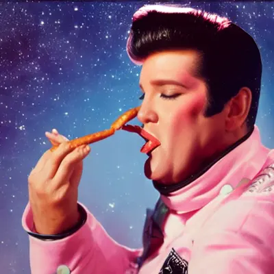 Pink Elvis, surreal pop-art composition