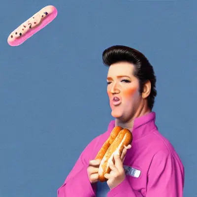 Pink Elvis, surreal pop-art composition