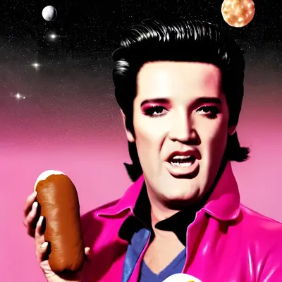 Pink Elvis, surreal pop-art composition