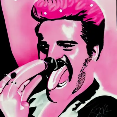 Pink Elvis, surreal pop-art composition