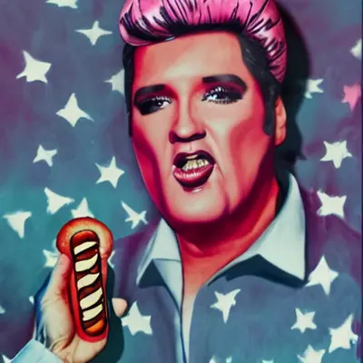 Pink Elvis, surreal pop-art composition