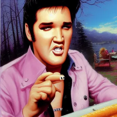Pink Elvis, surreal pop-art composition