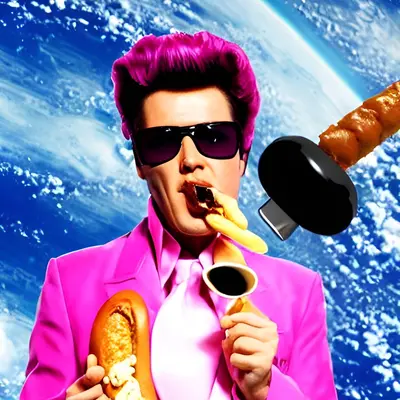 Pink Elvis, surreal pop-art composition