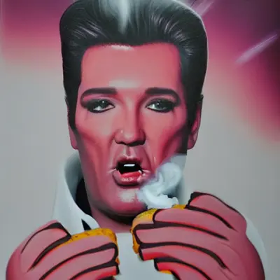 Pink Elvis, surreal pop-art composition