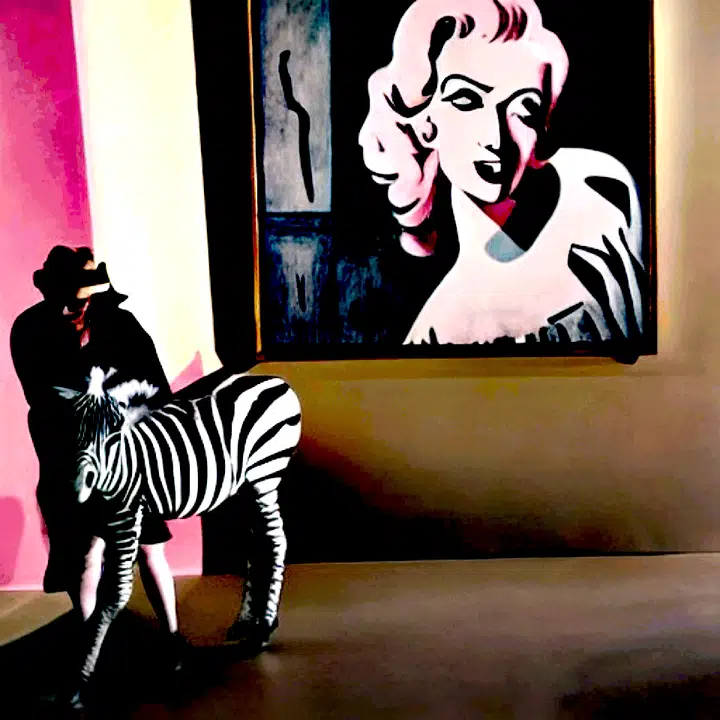 Pink Marilyn — a surreal composition in pink, with Marilyn Monroe and Art Deco imagery