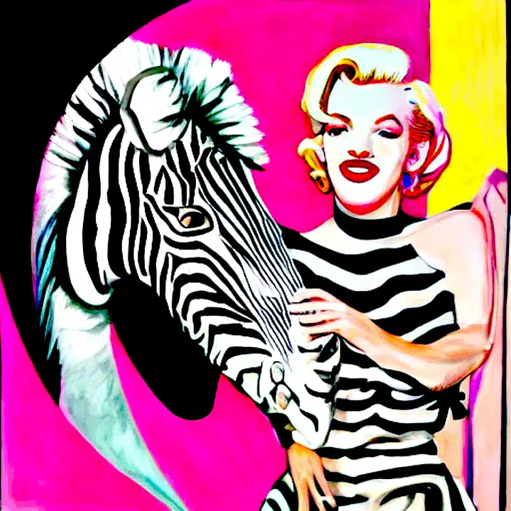 Pink Marilyn — a surreal composition in pink, with Marilyn Monroe and Art Deco imagery