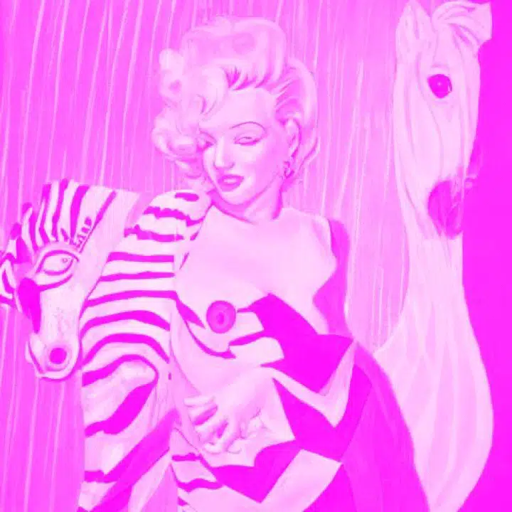 Pink Marilyn — a surreal composition in pink, with Marilyn Monroe and Art Deco imagery