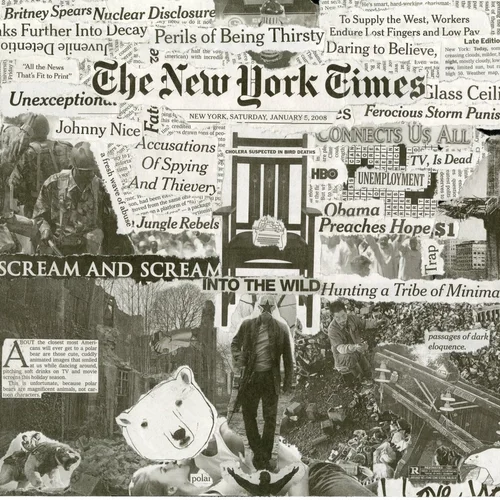 Newspaper collage, January 5th, 2008